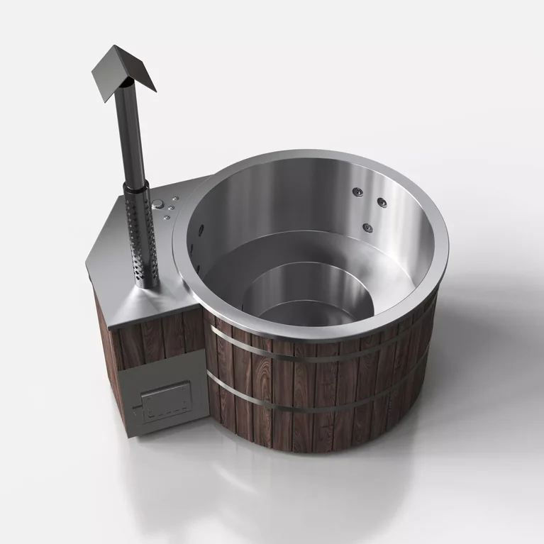 Edelstahlbadewanne mit Holzverkleidung | xspa.at Edelstahlbadewanne mit Holzverkleidung | xspa.at